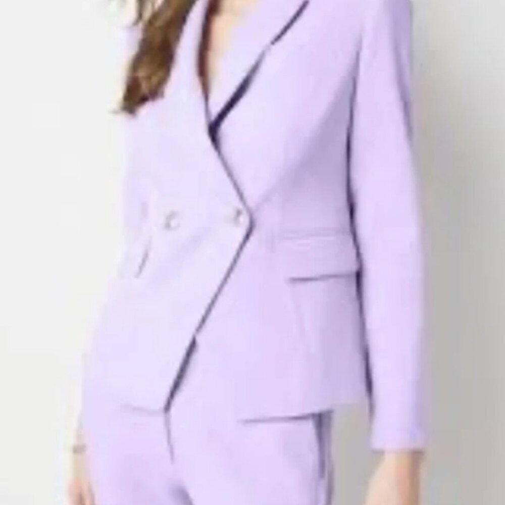 White House black market cropped lavender studio blazer and matching pants 0